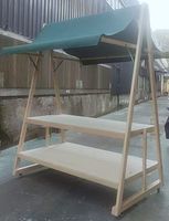 Stand de marché pliable en bois portable - Stand de vente pour marchés fermiers et salons d'artisanat pour événements