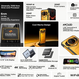 สมาร์ทโฟน Doogee S200X รุ่นดั้งเดิมจากโรงงาน ทนทาน รองรับ 5G ระบบปฏิบัติการ Android 14 กล้องมองกลางคืน กล้องหลัก 100MP หน่วยความจำ 12+512GB รองรับ NFC แบตเตอรี่ 10100mAh - Product Image 4