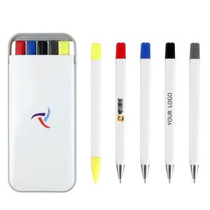 23 Custom Logo 5-in-1 Plastic Ball Pen Highlighter Pencil <b>Stationery</b> <b>Set</b> for School Office Business Medical Promotional Gifts - Product Image 1