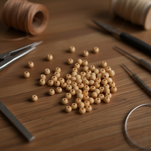 Perline di legno ILAN rotonde naturali da 6 mm per la creazione di gioielli, 170 pezzi - Product Image 2