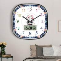 Jam Dinding Gantung Gaya Kartun Nordik Persegi Analog Digital Tampilan Digital Senyap Mewah Ruang Tamu Kamar Tidur Plastik CE RoHs Quartz
