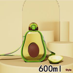 Schattige avocado-vormige waterfles - draagbaar met verstelbare riem, lekvrij klepje voor school, werk & buitenshuis - Product Image 5