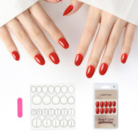 AIERFEI 30 pièces de faux ongles de luxe de couleur rouge, motifs œil de chat, faux ongles en gros, en couleur rouge, pointes d'ongles