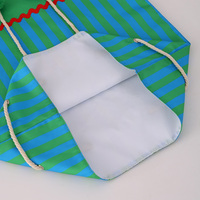 Sac de Noël en toile personnalisé en gros, à rayures verticales, patchwork, bordure en ric-rac, pompons, cordon de serrage, sac de rangement réutilisable