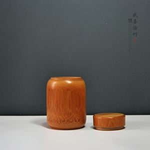 <b>Bamboo</b> Tea Canister Wooden Lid Storage <b>Container</b> For Tea Packaging Chongqing Origin Turning Carving Craft - Product Image 4