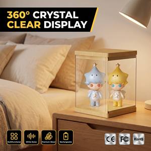 Vitrina de acrílico con altavoz inalámbrico, máquina de ruido blanco, madera de haya natural, recargable por USB, expositor de coleccionables al por mayor - Product Image 3