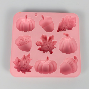 9 cavité <span class=keywords><strong>feuille</strong></span> pin noix citrouille chocolat bonbons Biscuit moules bricolage à la main gâteau Silicone moules <span class=keywords><strong>automne</strong></span> motif gâteau moules sans BPA - Product Image 3