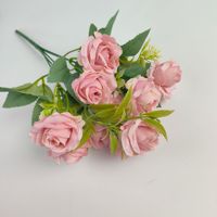 Bouquet de mariage réaliste en roses artificielles, 10 têtes, rouge bordeaux, fleurs de mariée nouées à la main pour la mariée, décoration de la maison, hôtel