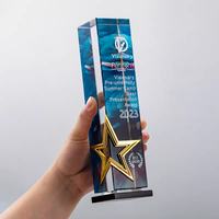 Trophée en cristal personnalisé haut de gamme, plaque en verre haut de gamme avec impression UV personnalisée, souvenir d'entreprise