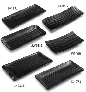 Set di Piatti per Sushi in Melamina Stile Giapponese, Piatto per Salse Infrangibile per Ristorante, Piatto per Antipasti, Piatto Rettangolare Nero per Servire Sushi - Product Image 5