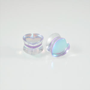 YICAI Glas Pink Lila Farbe Ohr strecker Expander Gauge 6-25MM <span class=keywords><strong>Body</strong></span> <span class=keywords><strong>Piercing</strong></span> Schmuck Herzform Ohr Tunnel Stecker - Product Image 6