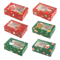 Boîte à cupcakes de Noël personnalisée avec fenêtre, emballage en papier pour desserts, muffins, beignets, tartes aux œufs, boîte cadeau de boulangerie avec couvercle transparent, vente en gros