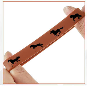 <b>Horse</b> Silicone <b>Bracelet</b> 4 Packs Waterproof Geometric Design Decorative Wristband for <b>Horse</b> Racing Party Fans - Product Image 3