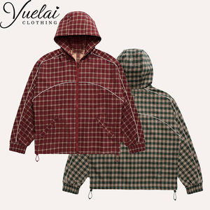 Мужская фланелевая куртка на молнии с узором в клетку, высокое качество - Product Image 1