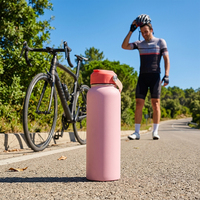 Bouteille d'eau sport isotherme Jiahe 1200 ml en acier inoxydable avec poignée pliable et couvercle à paille – Écologique et durable