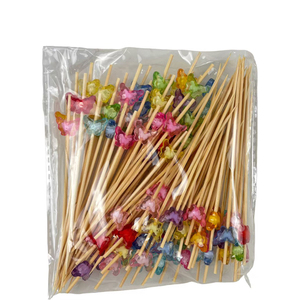 Bâtonnets de fruits dégradables de brochettes de bambou papillon coloré de 12cm pour le camping - Product Image 4