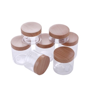 Nuevos Frascos de Plástico PET Transparente de 200g y 250g con Tapa con Diseño de Madera, Muestra Gratis, Envase Cosmético Esmerilado para Crema para el Cuidado de la Piel - Product Image 1