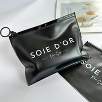 Mode personnalisé noir pinceau de maquillage emballage sacs en plastique petit Durable sac à fermeture éclair pour cosmétique PVC Ziplock pochette à bijoux
