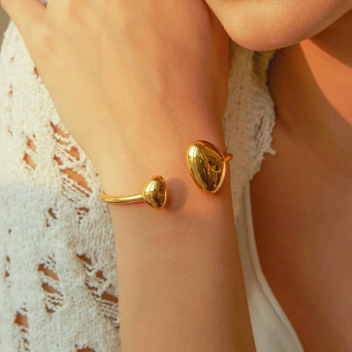 New INS Style Stainless Steel 18K Gold Plated Open Bangle Women Fashion Jewelry Bracelets Bangles