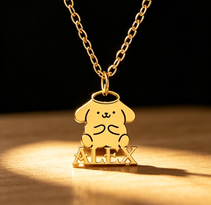 Collana Personalizzata con Lettere Cartoon per Donne e Bambini, Gioielli in Acciaio Inossidabile Placcato Oro, Ciondolo con Iniziale del Nome - Product Image 2