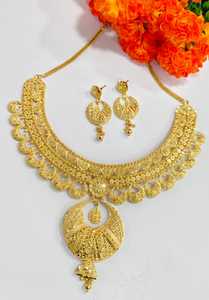 Conjunto de collar floral chapado en oro de alta calidad para mujer con cadena de serpiente, joyería clásica para boda - Product Image 2
