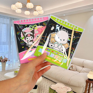 Bloc de dessin en papier à gratter coloré pour enfants, livre de coloriage DIY avec stylet, cadeau de fête pour enfants - Product Image 3