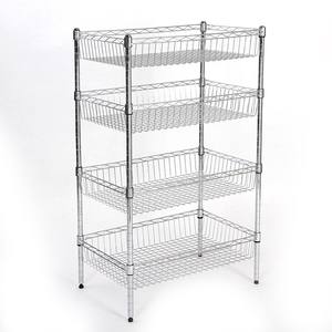 Carrito de Almacenamiento con Ruedas, Malla Metálica, Cromado, Organizador con Estantes y Canastas Extraíbles - Product Image 2