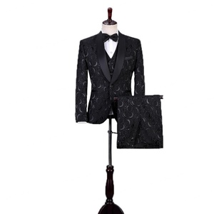 Costume de cérémonie pour homme, coupe ajustée, motif sombre, quatre pièces, pour marié et hôte de mariage - Product Image 1