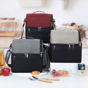 Large Insulated <b>Lunch</b> Tote <b>Bag</b> for <b>Adults</b> Double Deck Cooler with Custom Logo Printed Oxford Material Men Women's Food Packing - Product Image 4