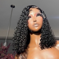 Bob sans colle noeuds blanchis vietnamiens cheveux humains HD perruque avant en dentelle crépus bouclés pré plumés bouclés perruques naturelles pour les femmes noires