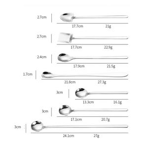 304 Stainless Steel Coffee Spoon Set <b>Round</b> Honey Tea Spoon Long-handled Scoop Mixing Spoons - Product Image 3
