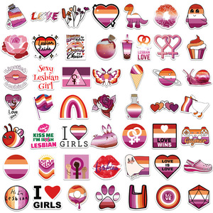 50 autocollants imperméables pour filles lesbiennes, dessin animé violet ZY1591C, pour décorer un carnet, une planche à roulettes, un vélo, des autocollants pour adolescents et enfants - Product Image 5