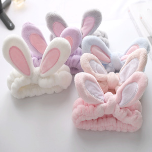 عصابة شعر نسائية أنيقة أنيقة ، ربطة شعر مرنة منفوشة لطيفة لغسيل الوجه ، أكسسوارات شعر على شكل أرنب - Product Image 2