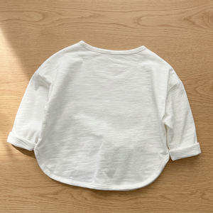 Chemise en coton tricoté unisexe à col rond et manches trois quarts, couleur unie, décontractée, respirante, coupe classique, lavable en machine - Product Image 5