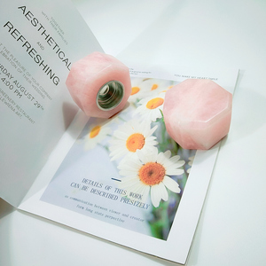 Portacandele in <span class=keywords><strong>quarzo</strong></span> <span class=keywords><strong>rosa</strong></span> naturale dal design bellissimo, fai da te, per decorazioni e souvenir. - Product Image 1