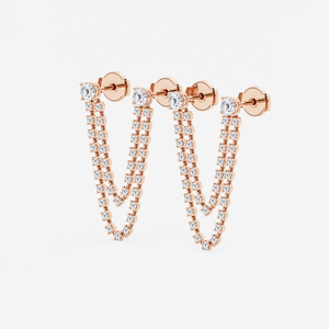 Boucles d'oreilles tendance en diamant rond cultivé en laboratoire 2 carats, bijoux de luxe élégants pour femmes, design moderne et affirmé pour le quotidien - Product Image 2