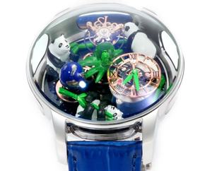 Montre mécanique automatique haut de gamme avec mouvement tourbillon, bracelet bleu et design gravé Panda - Product Image 6