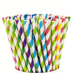 25PCS/Pack Biodegradable Paper <b>Straws</b> Disposable Striped Paper <b>Drinking</b> <b>Straws</b> Rainbow Colors Striped <b>Drinking</b> <b>Straws</b> <b>for</b> Juice - Product Image 1