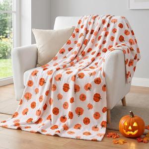 Halloween Pumpkin Ghost Bat Flannel Blanket <b>Throw</b> Blanket Nap Blanket Party Decor Horror Gift Cozy Warm <b>Super</b> <b>Soft</b> Custom Print - Product Image 4