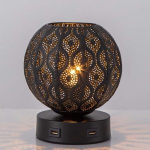 Vintage <strong>Moroccan</strong> Style Metal Table <strong>Lamp</strong> with Round <strong>Shade</strong> Creative Modern Design for Bedroom Nightlight Small Light Atmosphere - Product Image 3