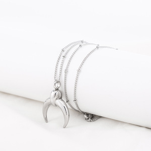 Colgante de luna creciente, collar largo de acero inoxidable, colgantes temáticos de estilo minimalista para mujer, joyería - Product Image 2