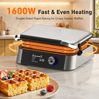Gaufrier professionnel populaire de 1600 W haute puissance, amovible, en acier inoxydable, compatible lave-vaisselle, pour usage domestique