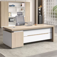 Nuevo Escritorio de Oficina Moderno y Sencillo para una Persona con Silla Ejecutiva, Escritorio Financiero para Supervisor, Gerente, Ejecutivo, Escritorio de Madera