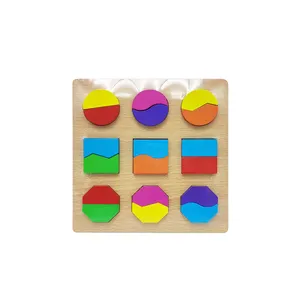 Sıcak satış çocuklar oyuncak 18 adet öğretim geometrik bilişsel şekiller bulmaca ahşap