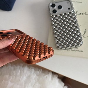 Coque de protection antichoc unie à perles creuses style Instagram, idéale pour iPhone 16 Pro Max et Apple 17 - Product Image 4