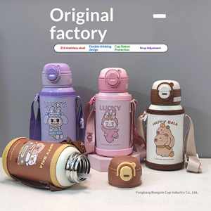 Botella de Agua Térmica Infantil de Acero Inoxidable 316, Ecológica, de 500 ml, con Diseño de Dibujos Animados, Doble Compartimento, Aislada, con Correa de Transporte - Product Image 2