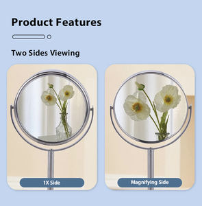 Espejo de maquillaje de escritorio giratorio 360 de doble cara para regalo de mujer personalizado con soporte de acero inoxidable para espejo cosmético con logotipo personalizado - Product Image 2