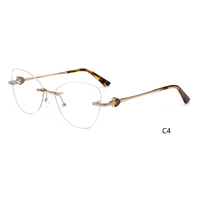 Temples de lunettes optiques à monture papillon sans monture en métal nouvellement conçus avec un design de mode en forme de coeur