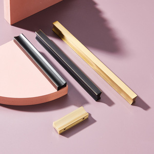 Minimalist <strong>Gold</strong> &amp; Black Brass <strong>Pull</strong> - Solid Brass Cabinet Handle for Wardrobe, <strong>Drawer</strong> &amp; Kitchen - Product Image 3