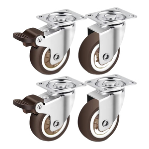 Roulettes pivotantes silencieuses en acier robuste de 40 mm avec frein, roulements à billes, hauteur réglable, roues en caoutchouc pour meubles de cuisine, charge de 35 kg - Product Image 1